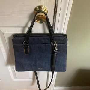 Nine West Denim and leather cross body bag.